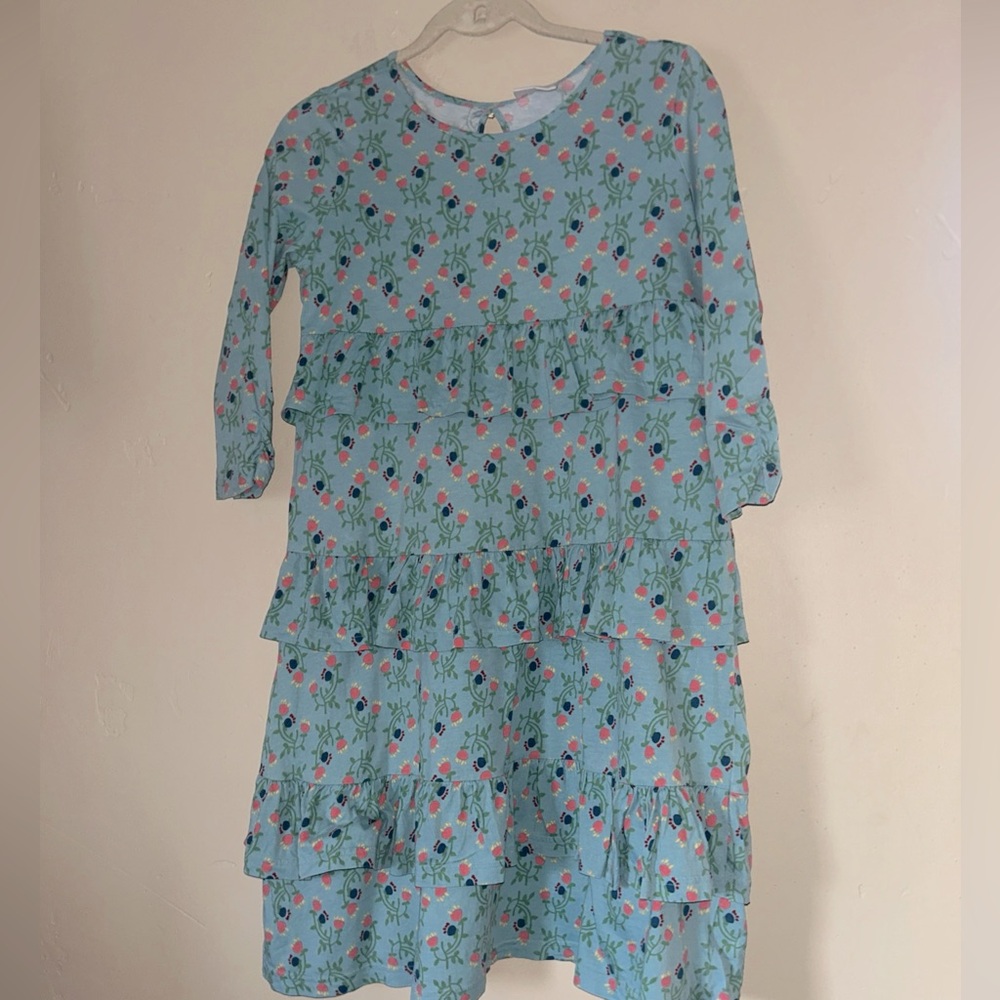 Hanna Andersson Girls Ruffled Tiered Floral Dress Sz 160 or 14